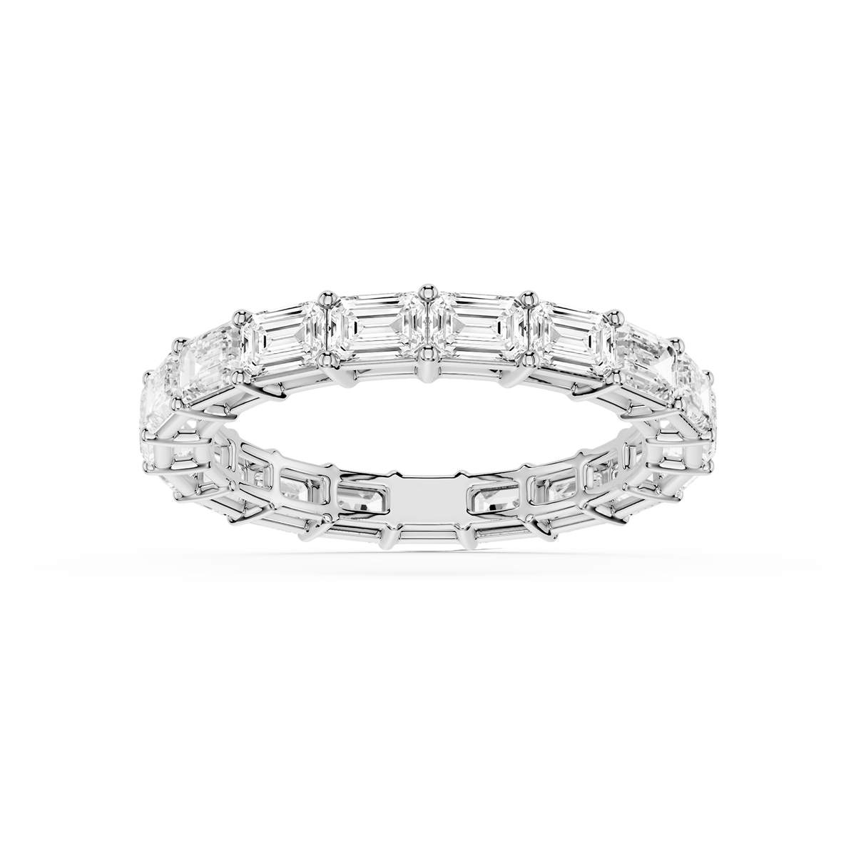 Juliet Emerald LGD East West Shared Prong Eternity Band