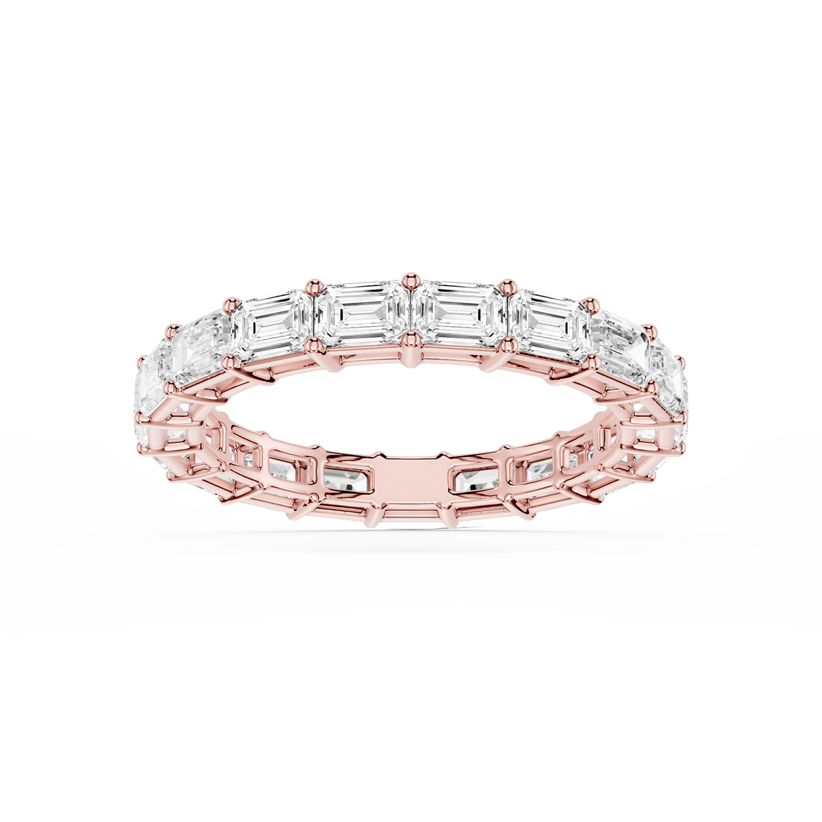 Juliet Emerald LGD East West Shared Prong Eternity Band