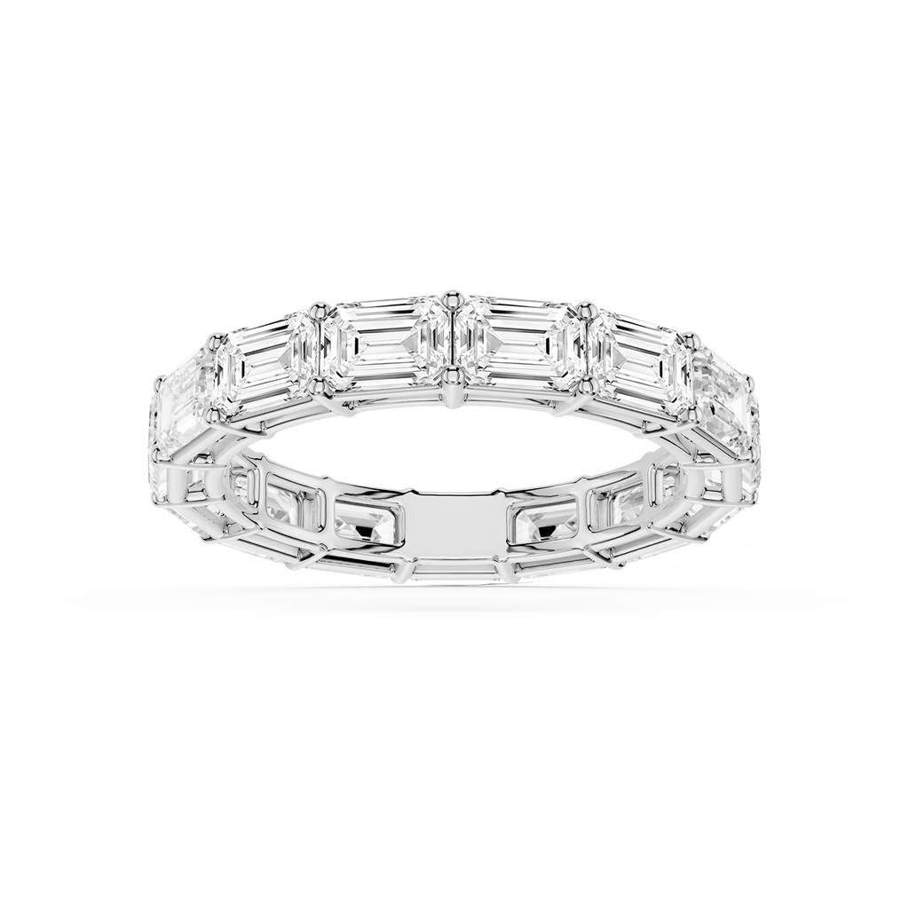 Juliet Emerald LGD East West Shared Prong Eternity Band