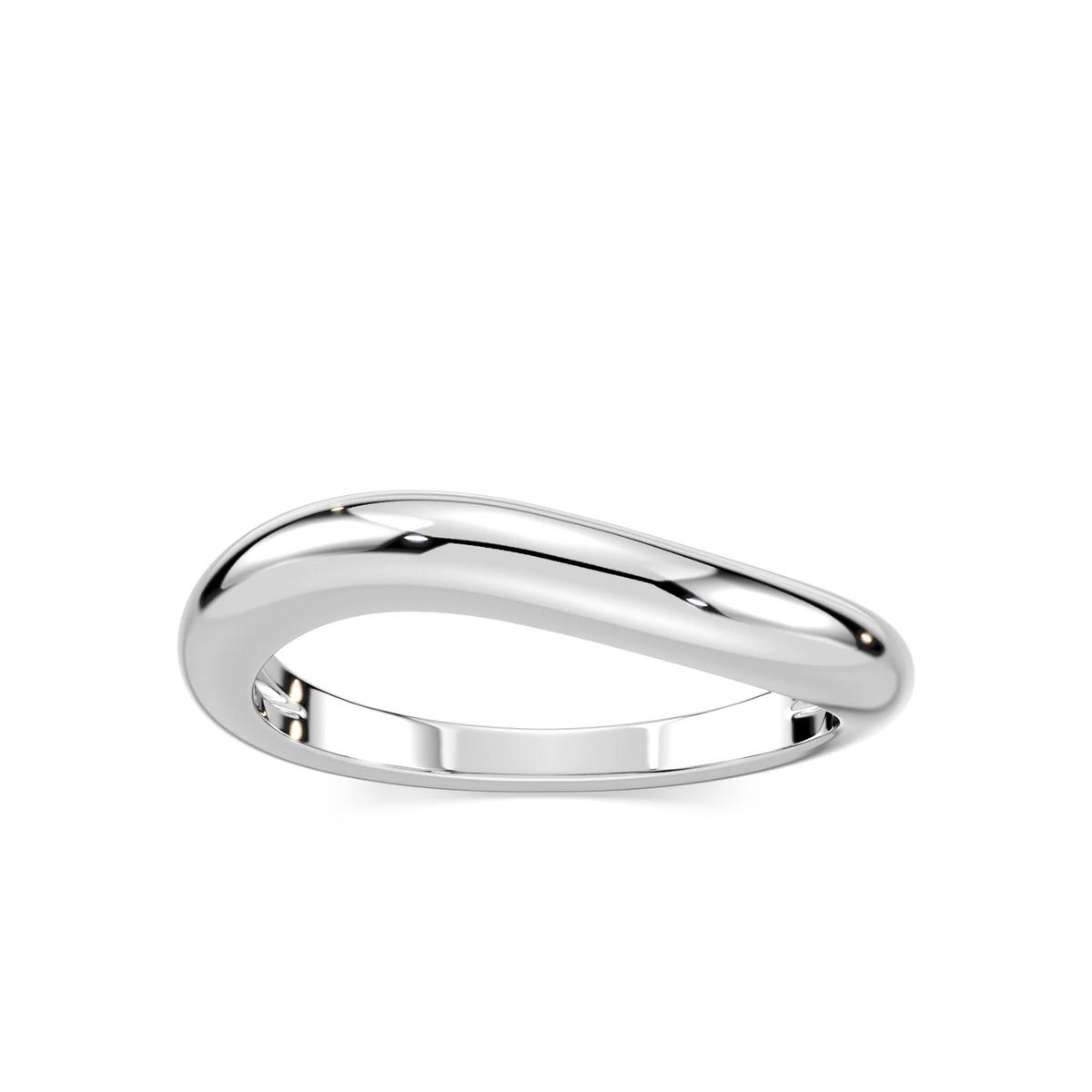Juna Curved Wedding Band - 14K White Gold