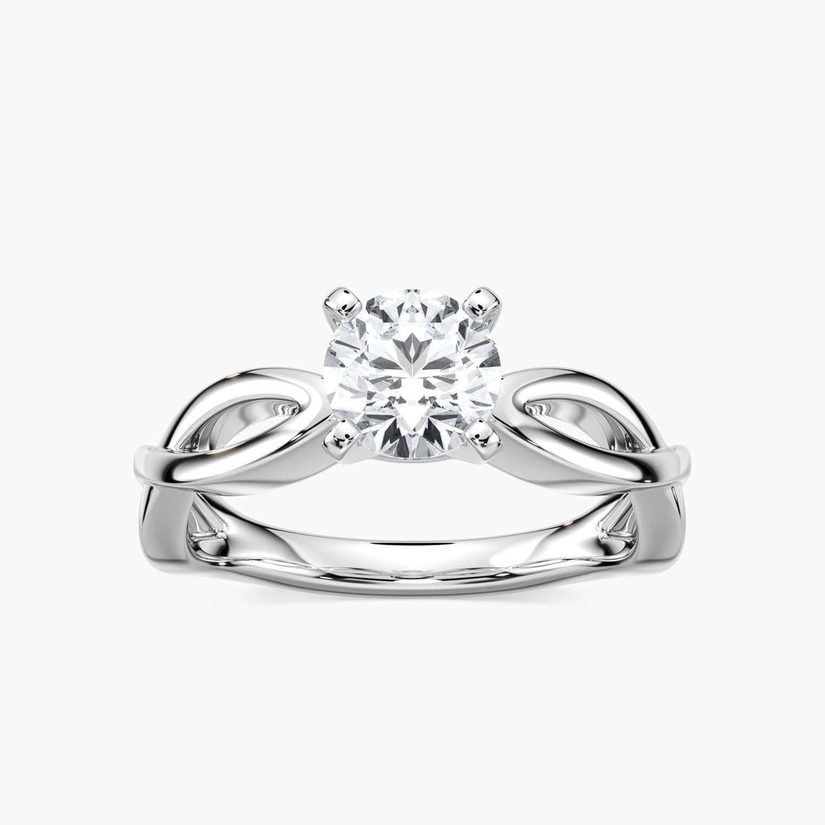 Karina LGD Twist Solitaire Engagement Ring - 18K White Gold
