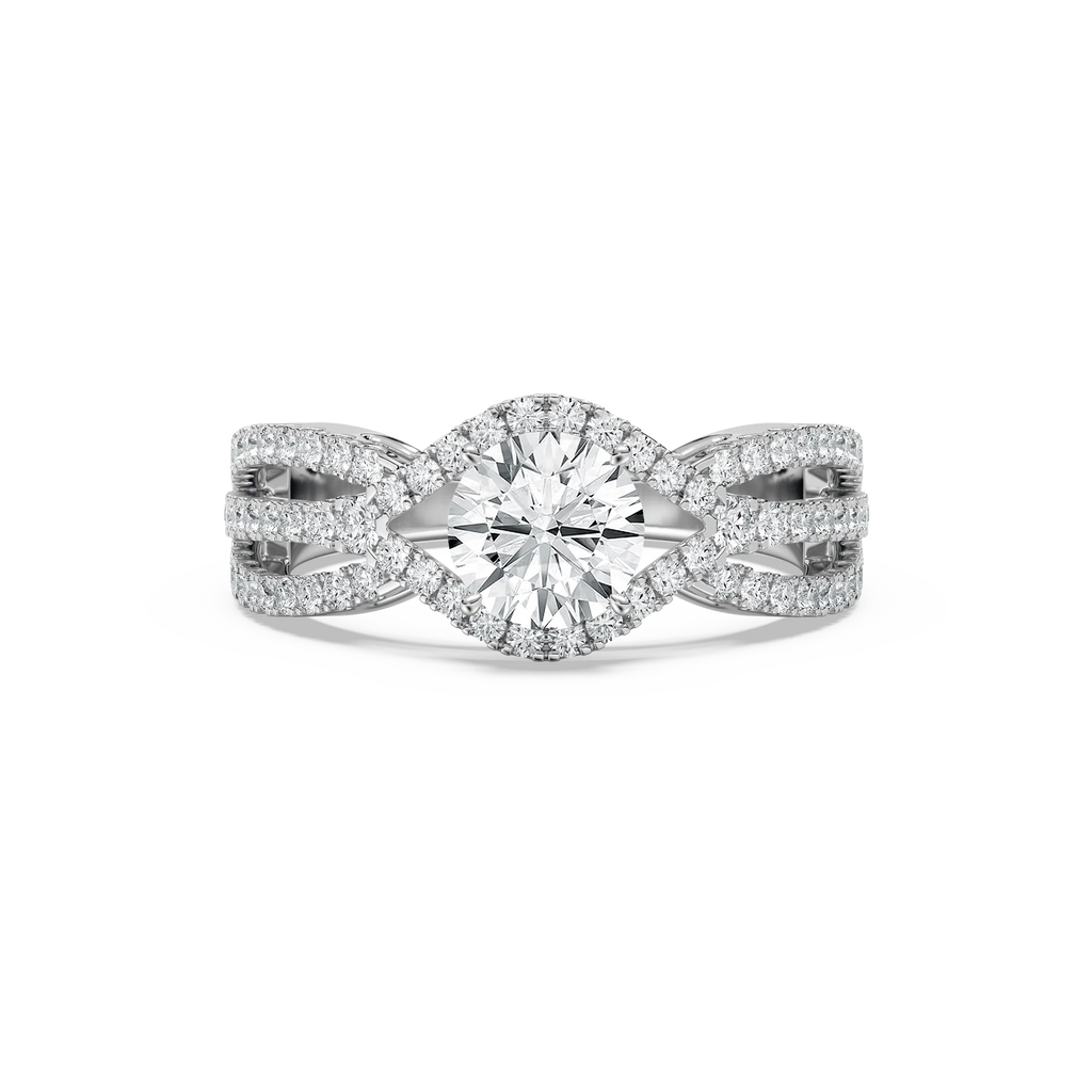 Keira 1 ²⁄₃ ctw Round LGD Triple Row Side Stone Engagement Ring - 14K White Gold / F-VS2