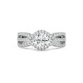 Keira 1 ²⁄₃ ctw Round LGD Triple Row Side Stone Engagement Ring - 14K White Gold / F-VS2