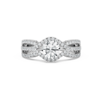 Keira 1 ²⁄₃ ctw Round LGD Triple Row Side Stone Engagement Ring - 14K White Gold / F-VS2