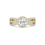 Keira 1 ²⁄₃ ctw Round LGD Triple Row Side Stone Engagement Ring - 14K Yellow Gold / F-VS2