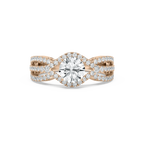 Keira 1 ²⁄₃ ctw Round LGD Triple Row Side Stone Engagement Ring - 14K Rose Gold / F-VS2