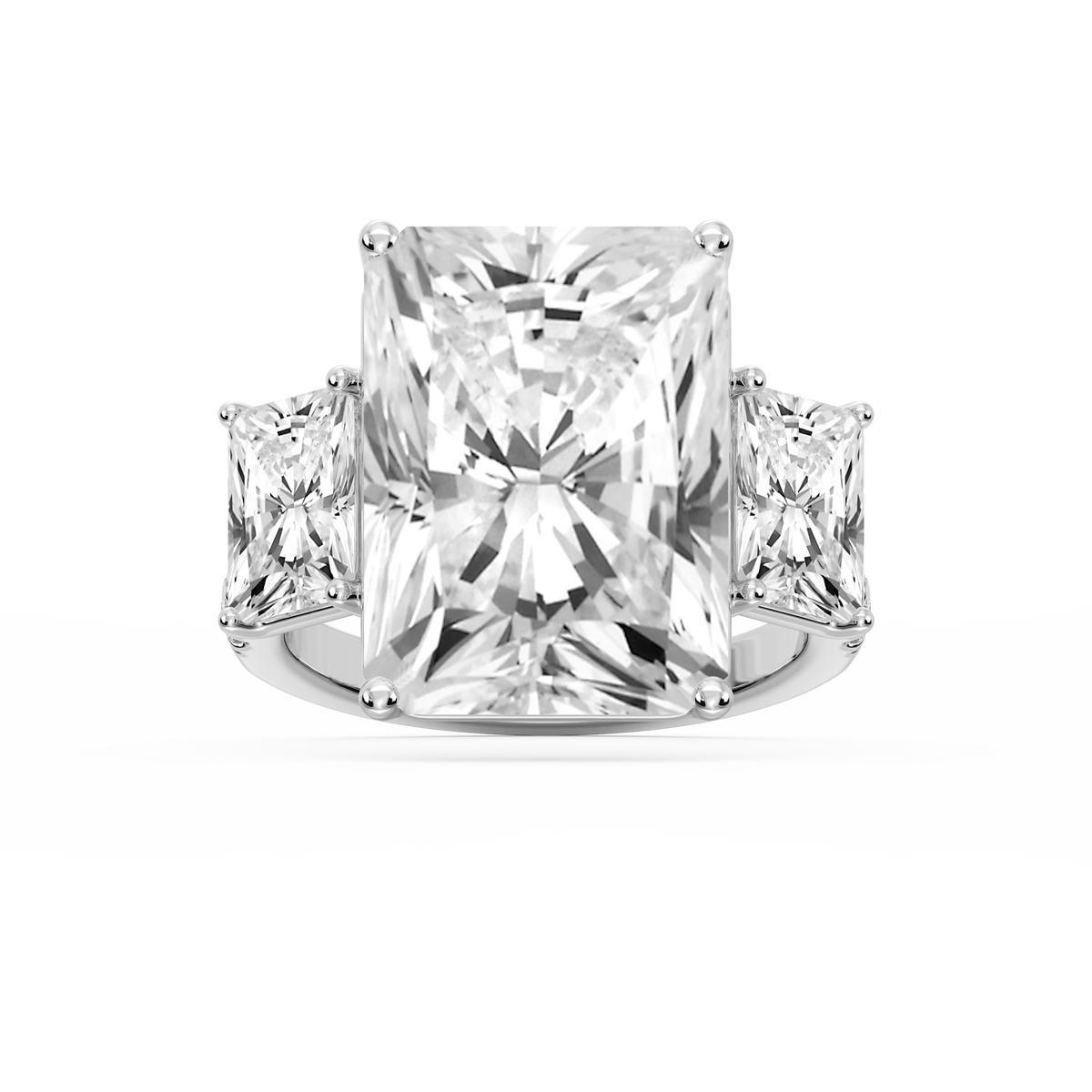 Kelly 19 ¼ ctw Radiant LGD Pave Three Stone Engagement Ring - Signature Collection - 14K White Gold