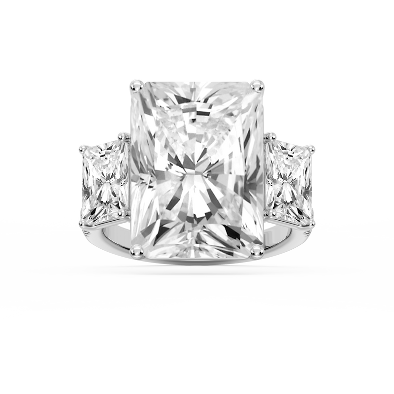 Kelly 19 ¼ ctw Radiant LGD Pave Three Stone Engagement Ring - Signature Collection - 14K White Gold