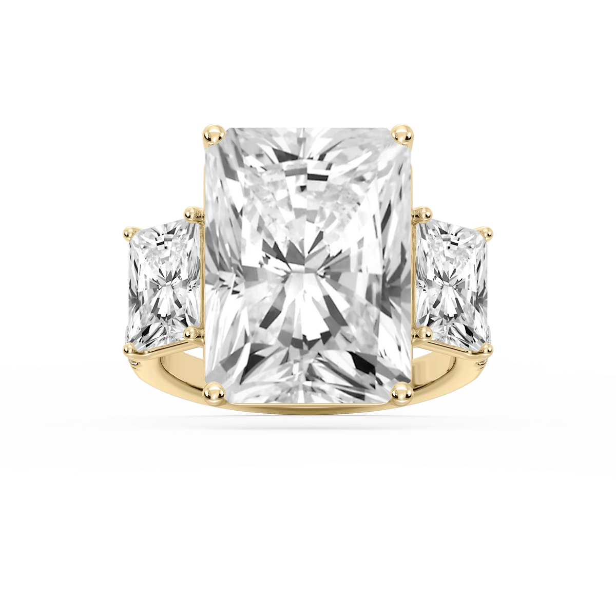 Kelly 19 ¼ ctw Radiant LGD Pave Three Stone Engagement Ring - Signature Collection - 14K Yellow Gold