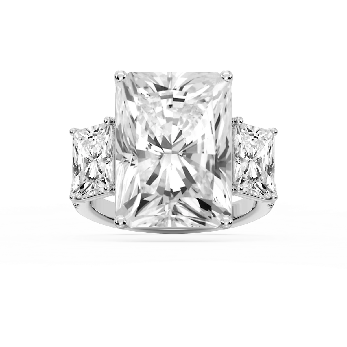 Kelly 19 ¼ ctw Radiant LGD Pave Three Stone Engagement Ring - Signature Collection - Platinum