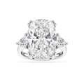 Kendall 16 ctw Elongated Cushion LGD Three Stone Engagement Ring - Signature Collection - 14K White Gold