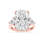 Kendall 16 ctw Elongated Cushion LGD Three Stone Engagement Ring - Signature Collection - 14K Rose Gold