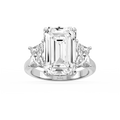 Kinsley 12 ¼ ctw Emerald LGD Three Stone Engagement Ring - Signature Collection - 14K White Gold