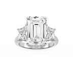 Kinsley 12 ¼ ctw Emerald LGD Three Stone Engagement Ring - Signature Collection - 14K White Gold