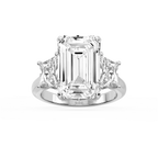 Kinsley 12 ¼ ctw Emerald LGD Three Stone Engagement Ring - Signature Collection - Platinum