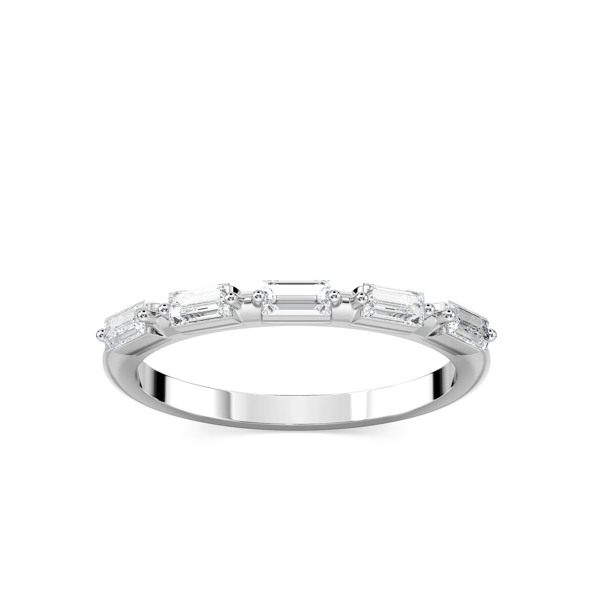 Kira 1/3 ctw Baguette LGD Station Anniversary Band - 14K White Gold