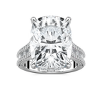 Kristina 17 ⅓ ctw Elongated Cushion LGD Hidden Halo Engagement Ring - Signature Collection - 14K White Gold