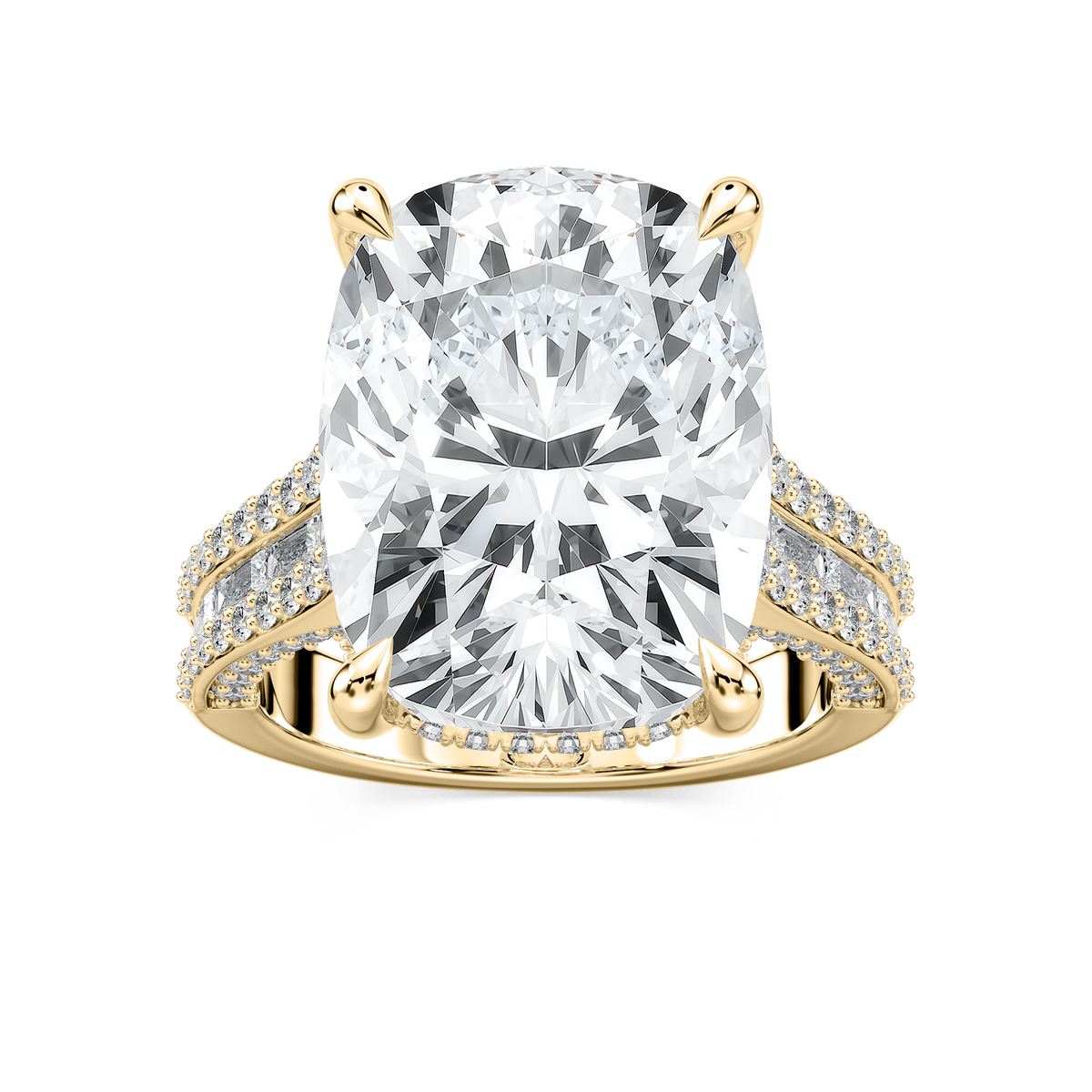 Kristina 17 ⅓ ctw Elongated Cushion LGD Hidden Halo Engagement Ring - Signature Collection - 14K Yellow Gold