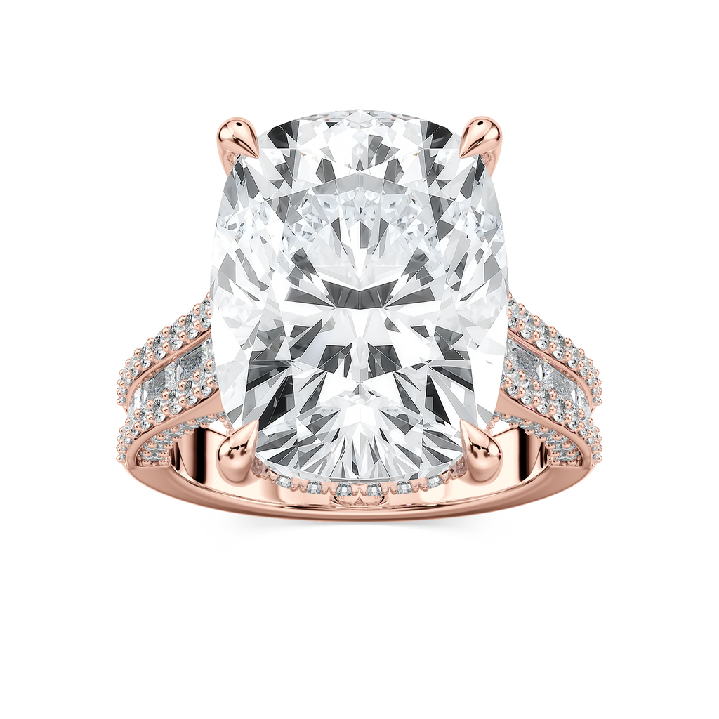 Kristina 17 ⅓ ctw Elongated Cushion LGD Hidden Halo Engagement Ring - Signature Collection - 14K Rose Gold