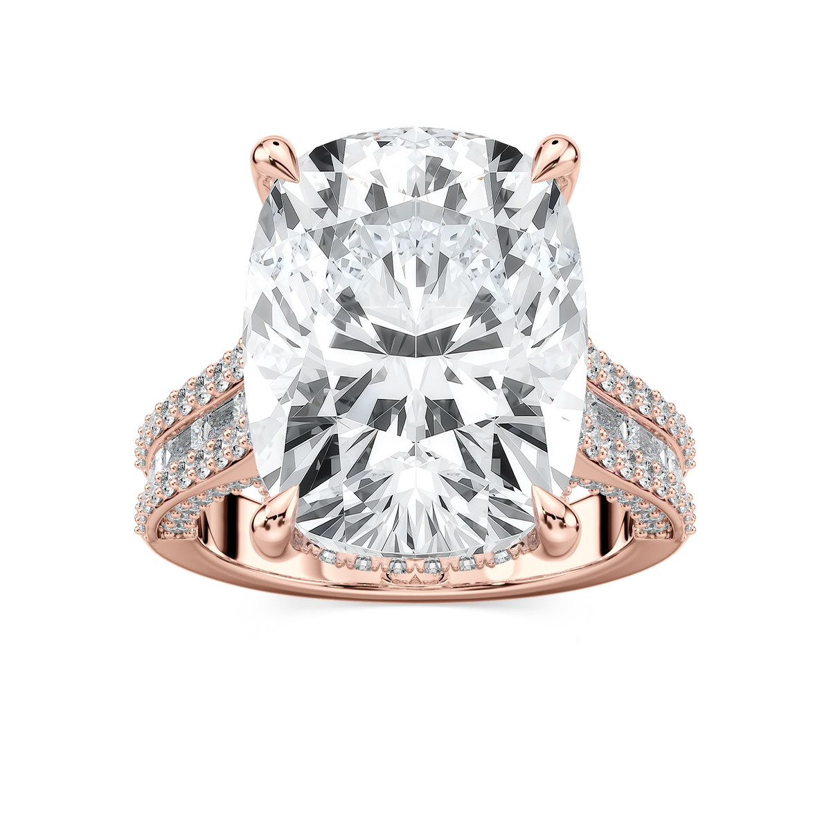 Kristina 17 ⅓ ctw Elongated Cushion LGD Hidden Halo Engagement Ring - Signature Collection - 14K Rose Gold