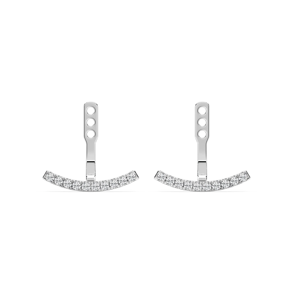 1/5 ctw Round LGD Curved Bar Earring Jackets - 14K White Gold