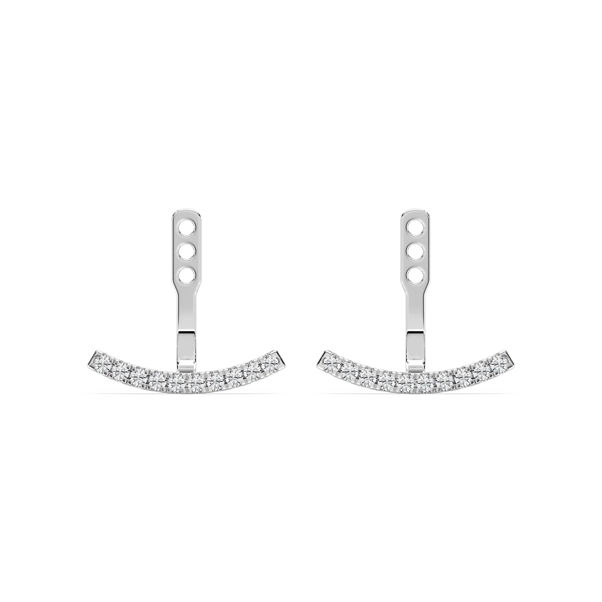 1/5 ctw Round LGD Curved Bar Earring Jackets - 14K White Gold