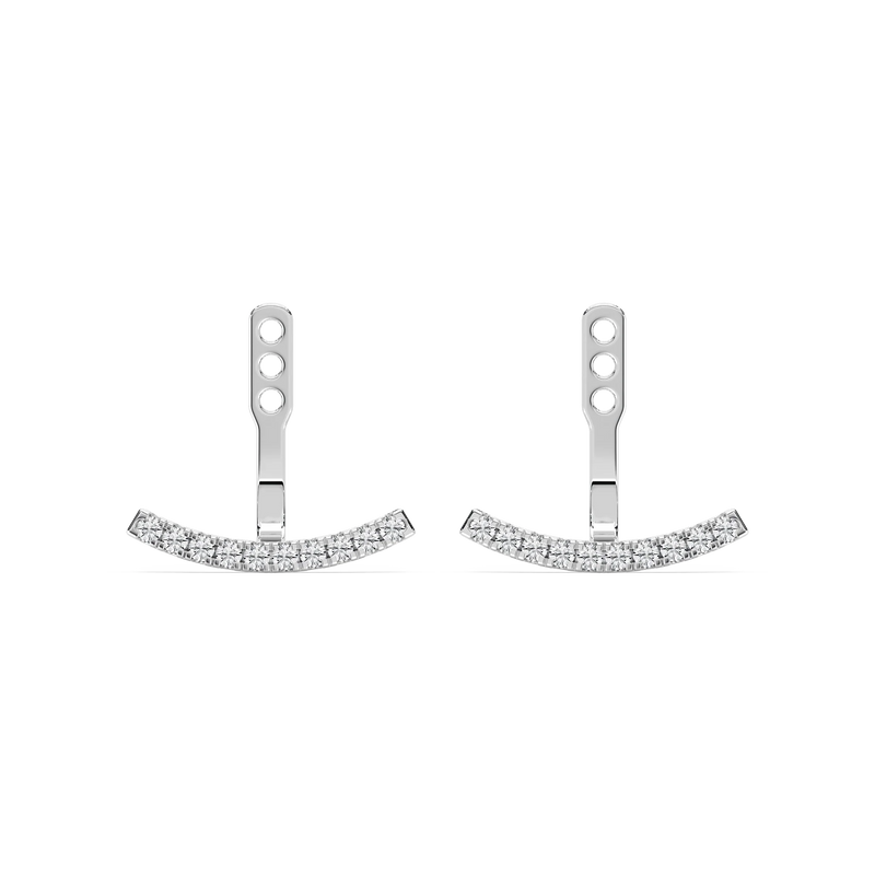 1/5 ctw Round LGD Curved Bar Earring Jackets - 14K White Gold