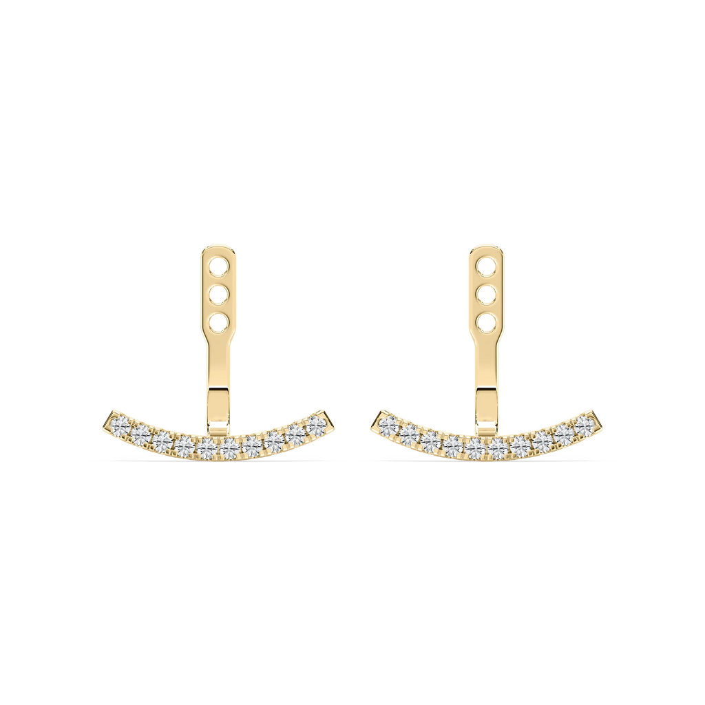 1/5 ctw Round LGD Curved Bar Earring Jackets - 14K Yellow Gold