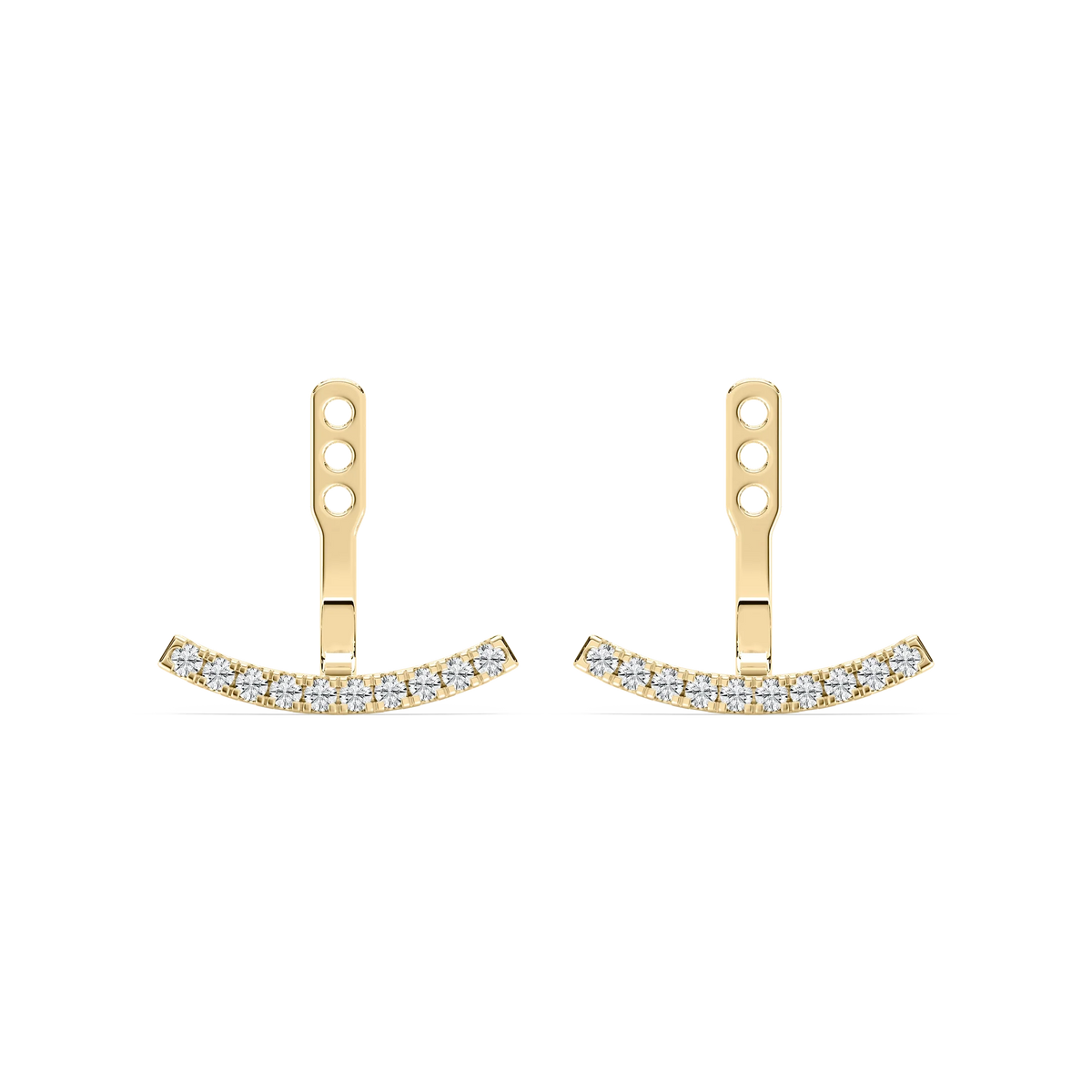 1/5 ctw Round LGD Curved Bar Earring Jackets - 14K Yellow Gold