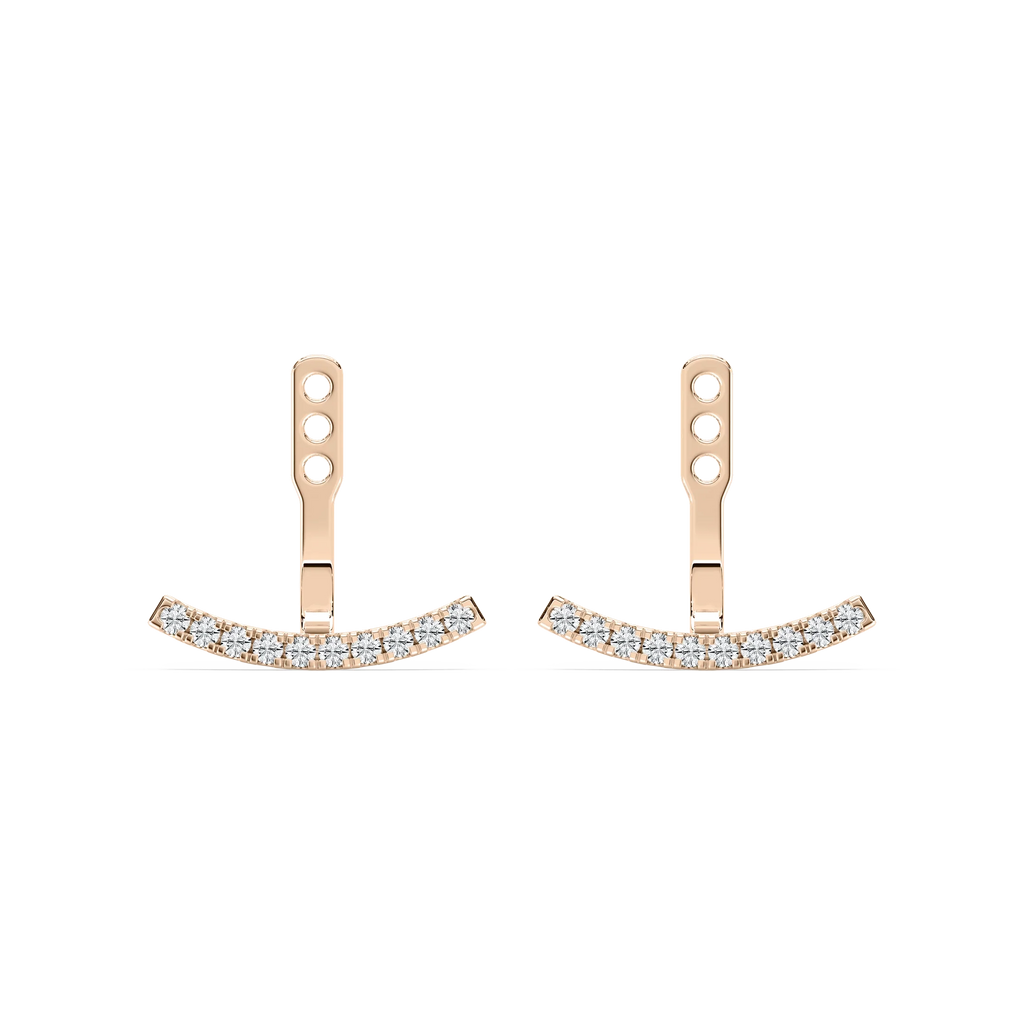 1/5 ctw Round LGD Curved Bar Earring Jackets - 14K Rose Gold