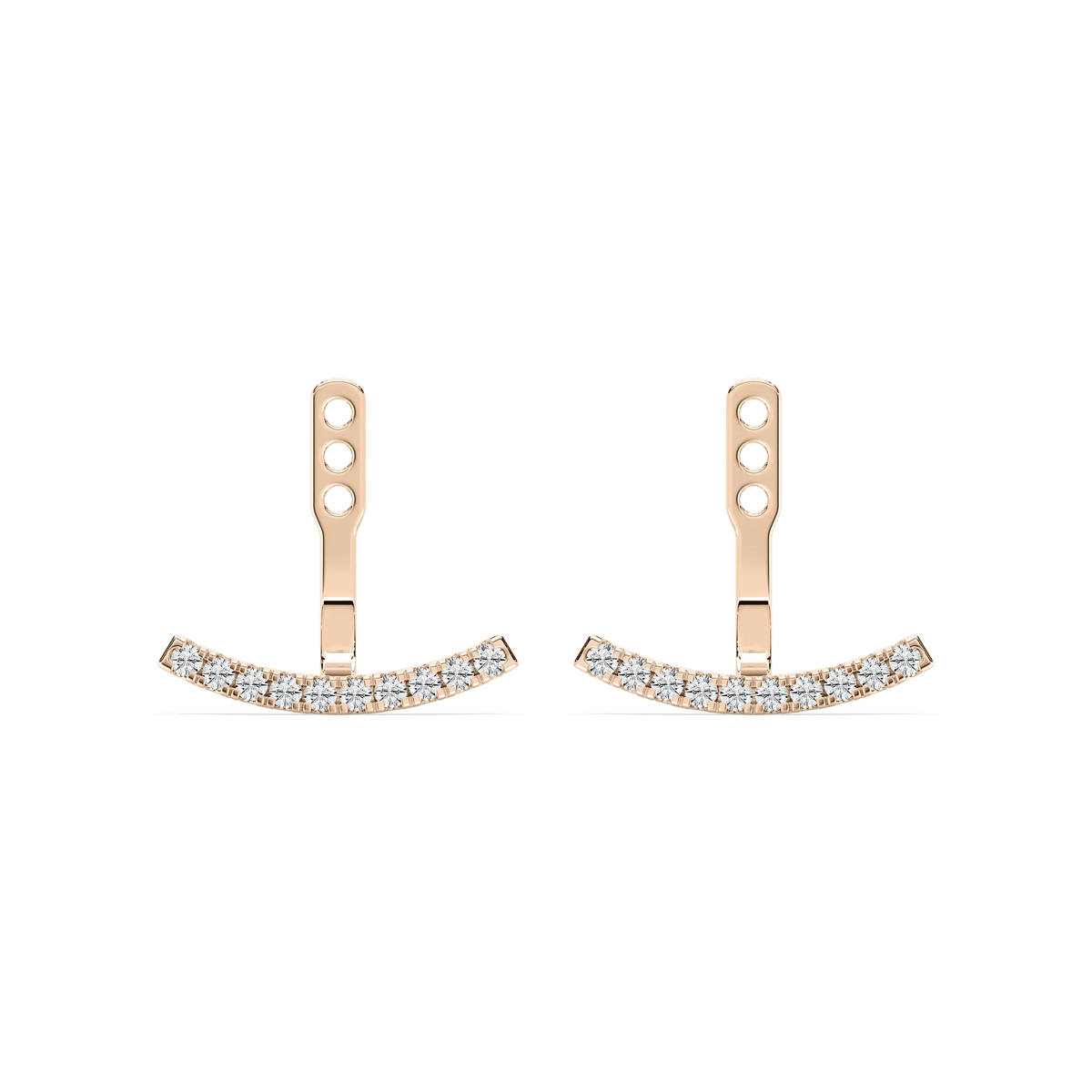 1/5 ctw Round LGD Curved Bar Earring Jackets - 14K Rose Gold