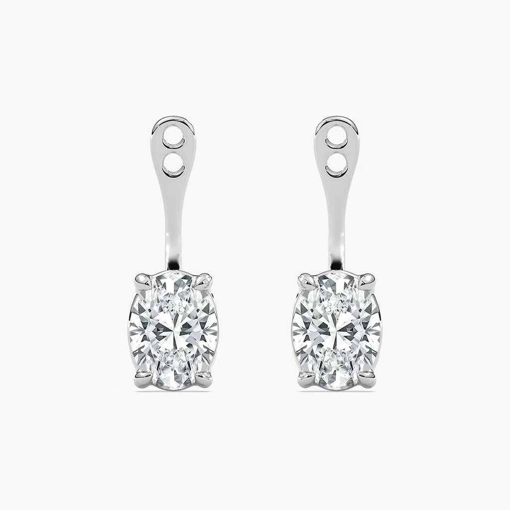 Oval LGD Drop Earring Jackets - 14K White Gold / 1.0ctw / F-VS2