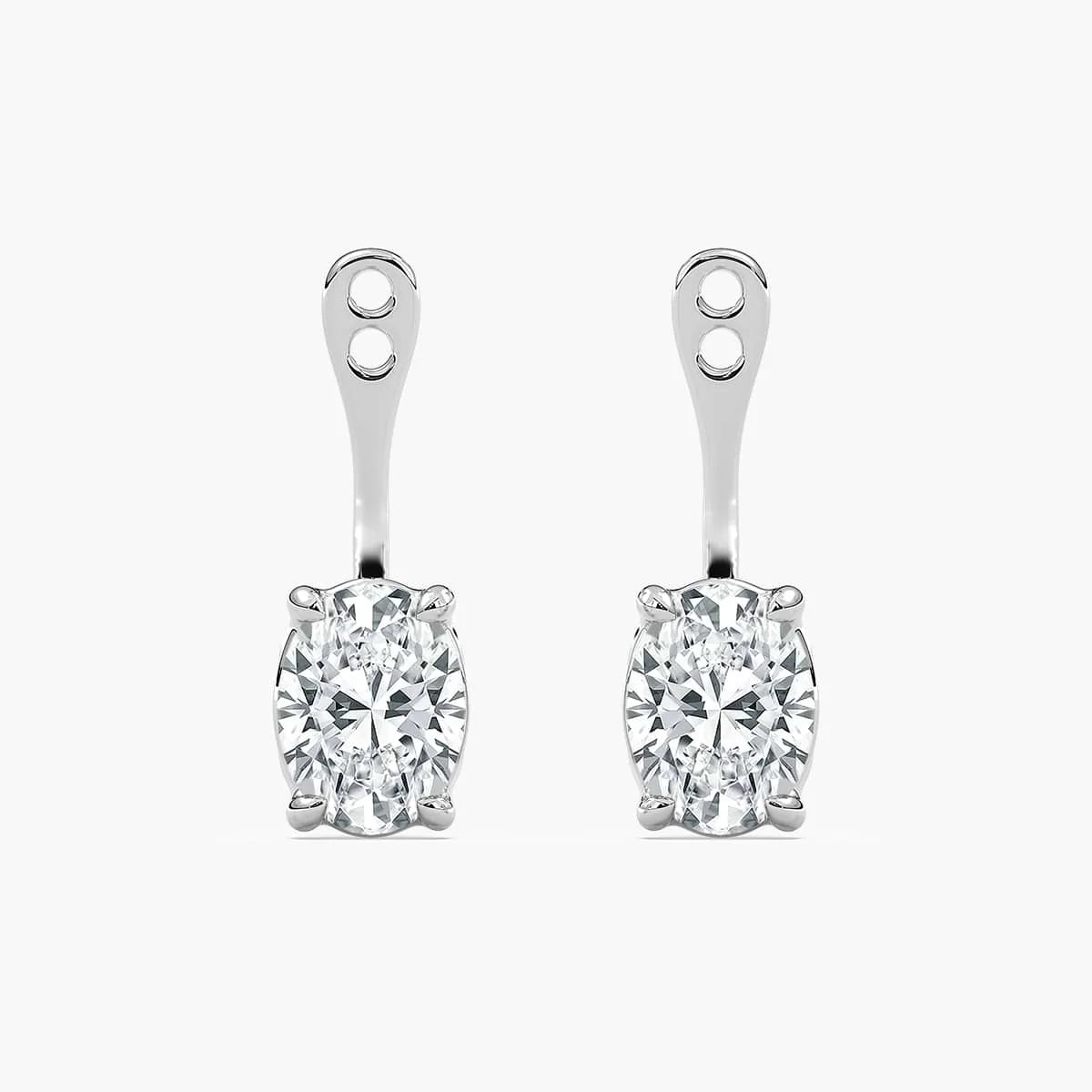 Oval LGD Drop Earring Jackets - 14K White Gold / 1.0ctw / F-VS2