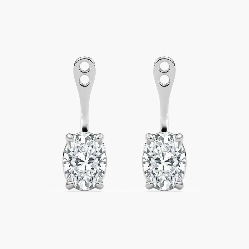 Oval LGD Drop Earring Jackets - 14K White Gold / 1.0ctw / F-VS2