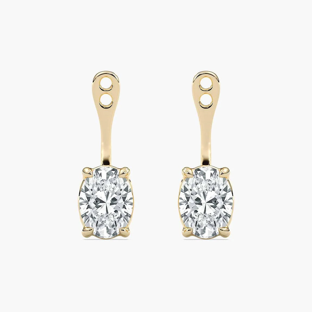 Oval LGD Drop Earring Jackets - 14K Yellow Gold / 1.0ctw / F-VS2