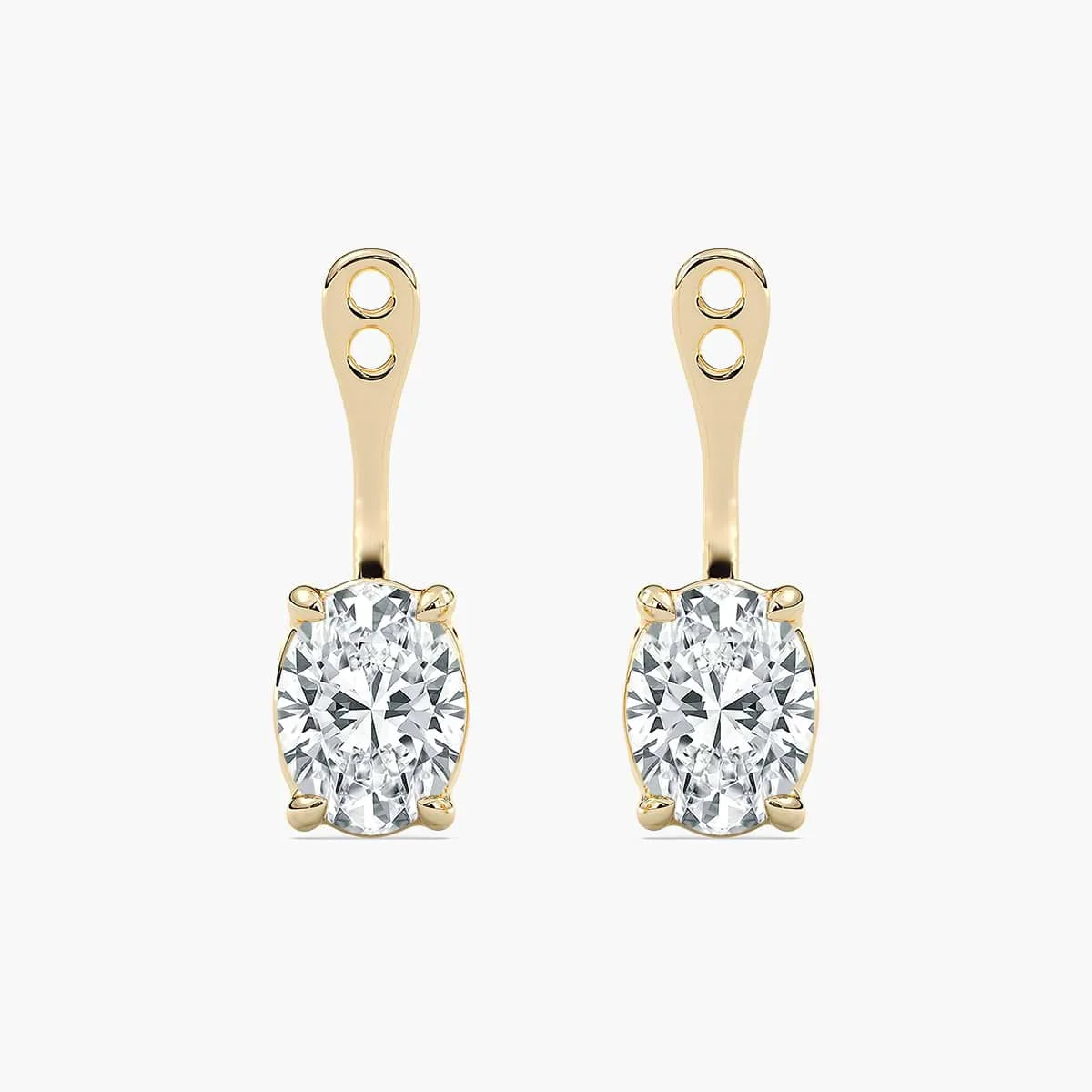Oval LGD Drop Earring Jackets - 14K Yellow Gold / 2.0ctw / F-VS2