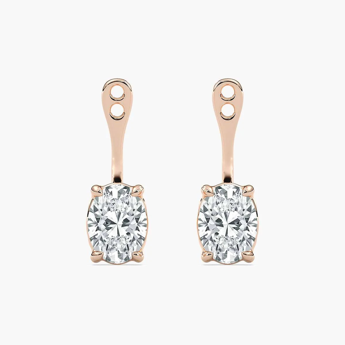 Oval LGD Drop Earring Jackets - 14K Rose Gold / 1.0ctw / F-VS2