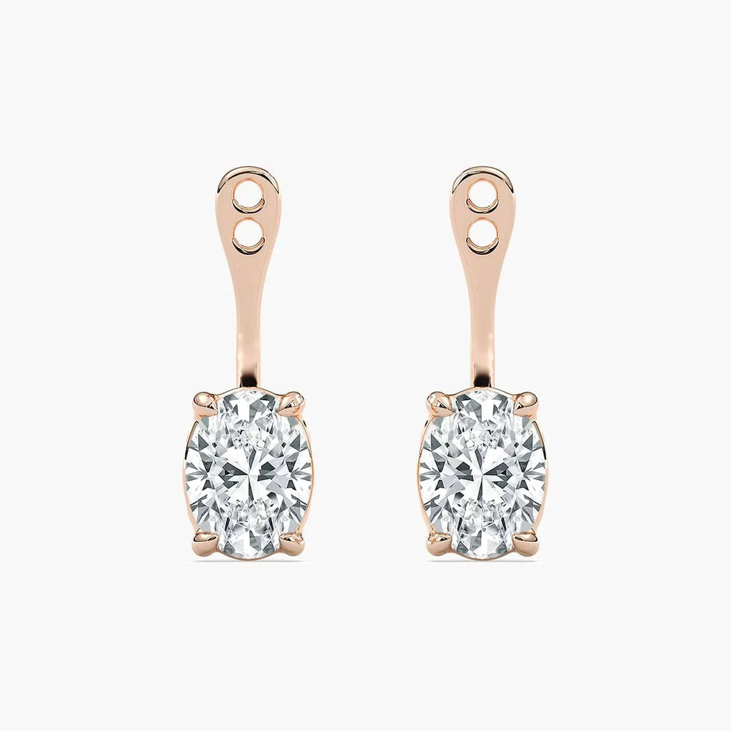Oval LGD Drop Earring Jackets - 14K Rose Gold / 2.0ctw / F-VS2