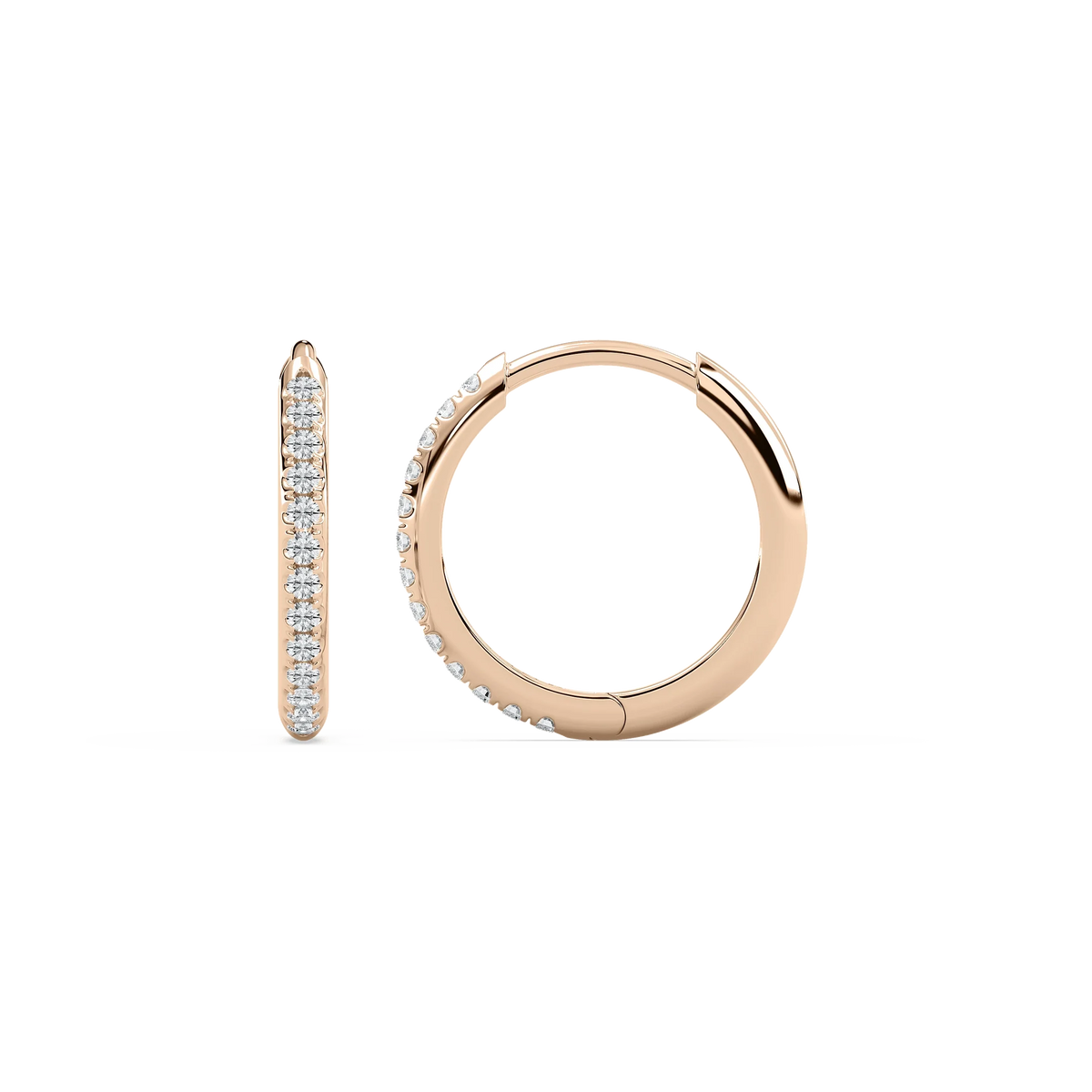 1/5 ctw Round LGD Huggie Hoop Earrings - 14K Rose Gold / 10mm