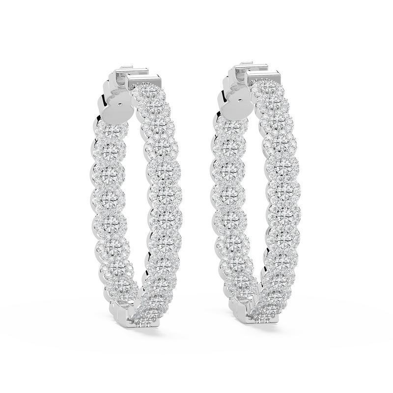 Round LGD Pave Oval-Shaped Inside-Out Hoop Earrings