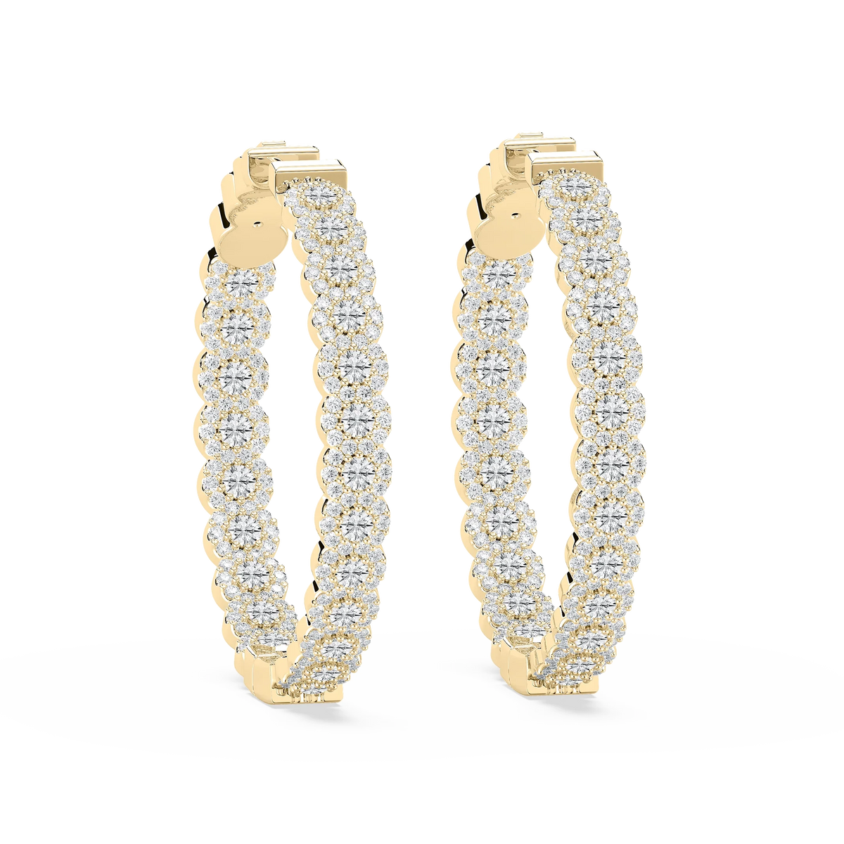 Round LGD Pave Oval-Shaped Inside-Out Hoop Earrings