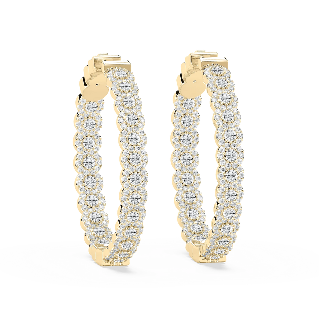 Round LGD Pave Oval-Shaped Inside-Out Hoop Earrings