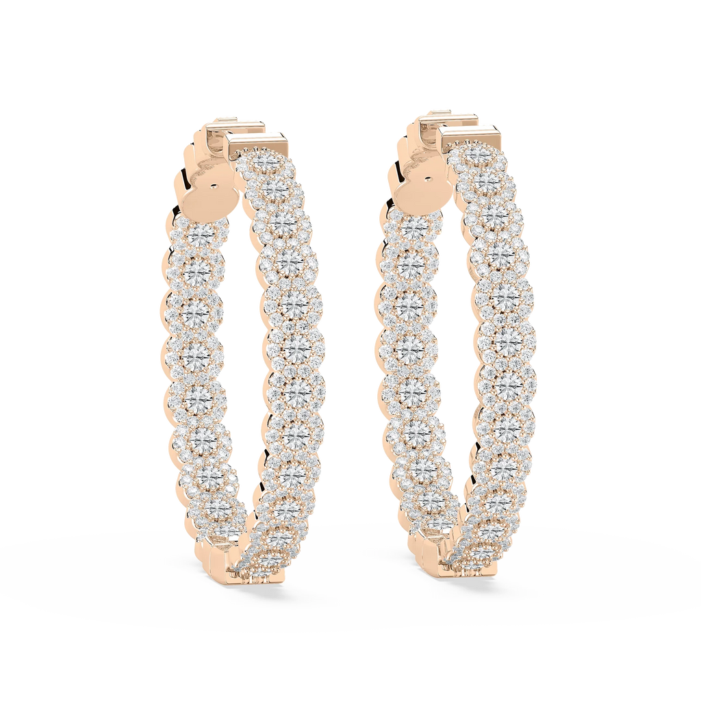 Round LGD Pave Oval-Shaped Inside-Out Hoop Earrings