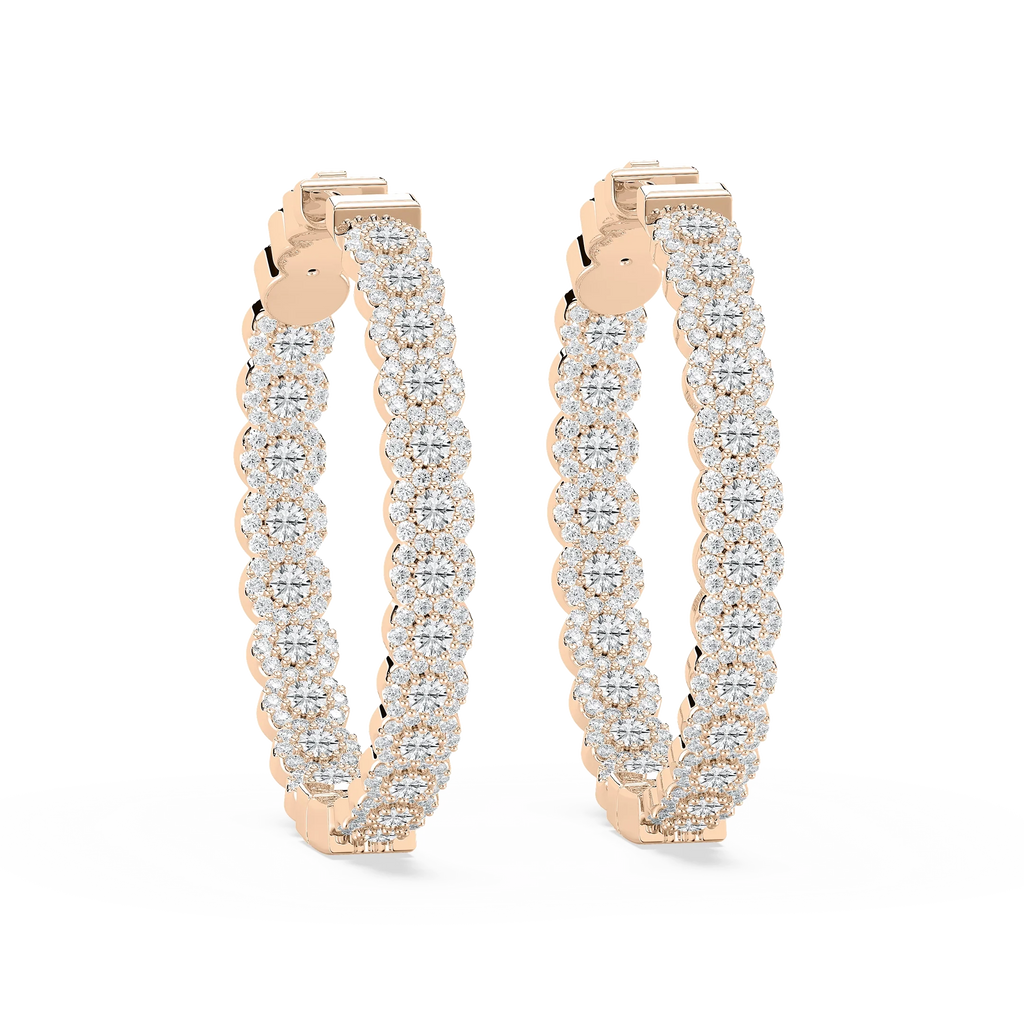 Round LGD Pave Oval-Shaped Inside-Out Hoop Earrings