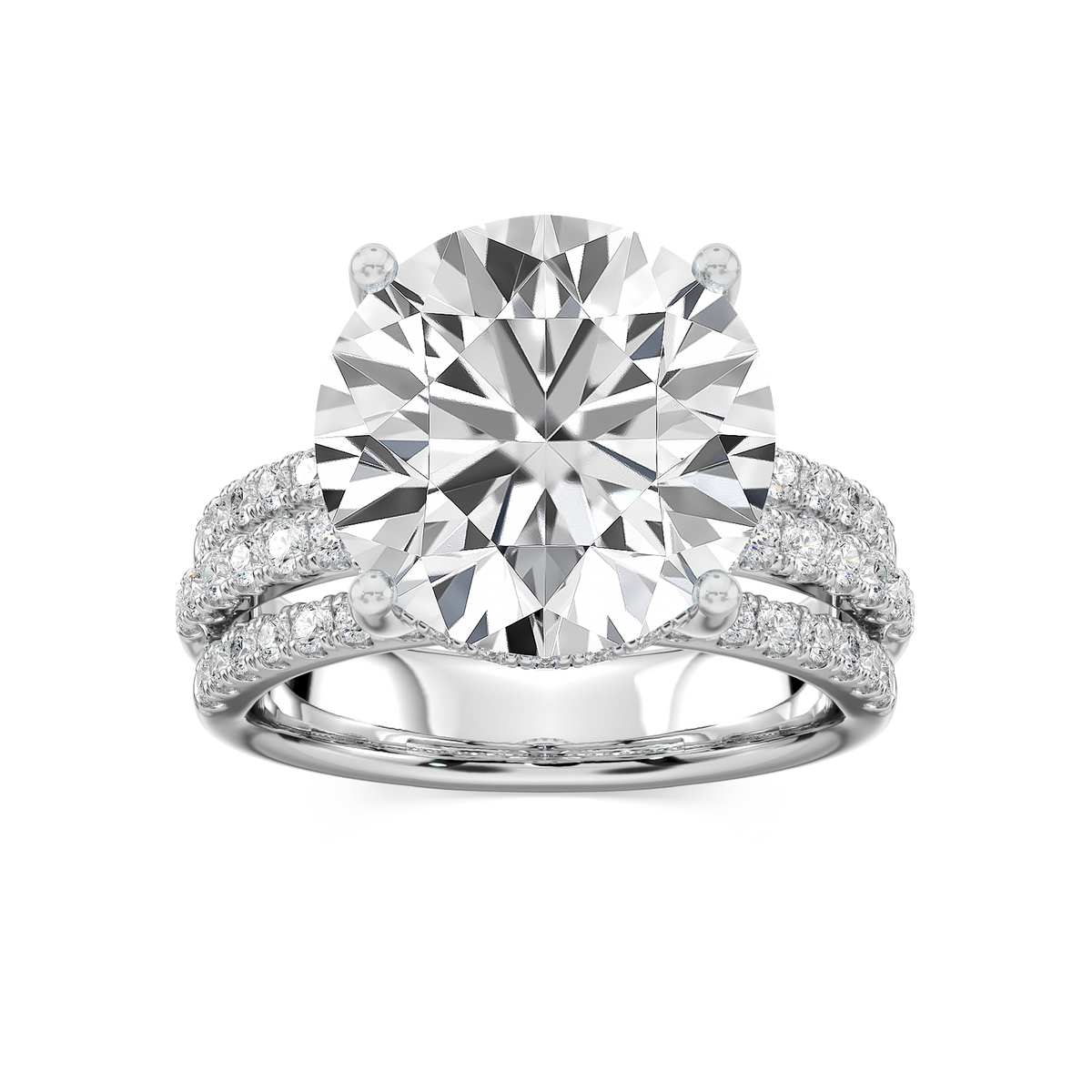 Lasha 11 ⅕ ctw Round LGD Triple Row Hidden Halo Engagement Ring - Signature Collection - 14K White Gold