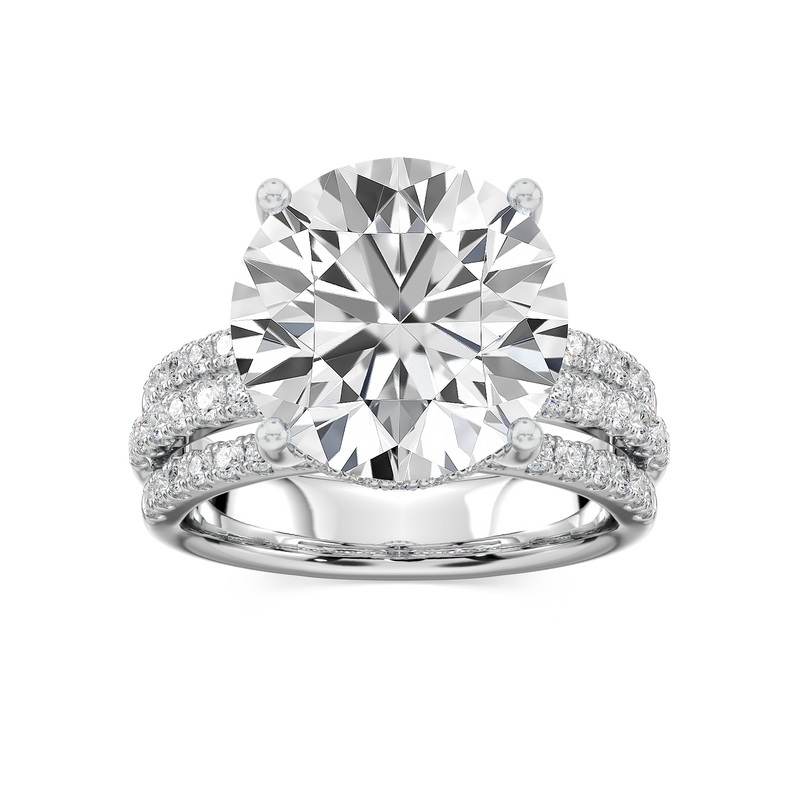 Lasha 11 ⅕ ctw Round LGD Triple Row Hidden Halo Engagement Ring - Signature Collection - 14K White Gold