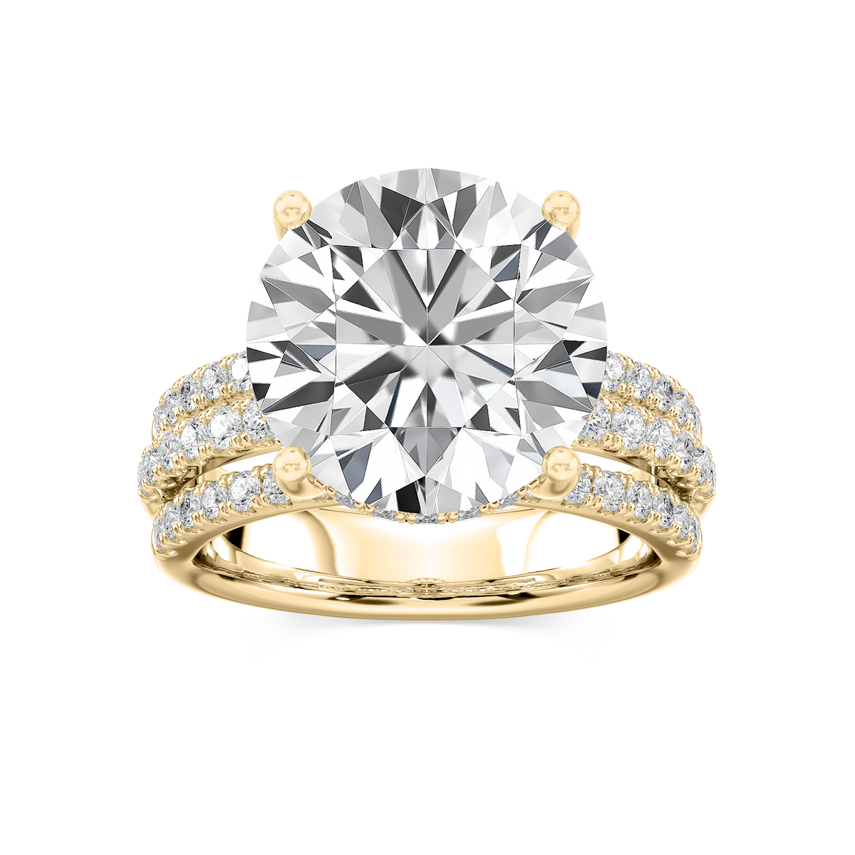 Lasha 11 ⅕ ctw Round LGD Triple Row Hidden Halo Engagement Ring - Signature Collection - 14K Yellow Gold