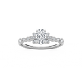 Leonie 3/4 ctw Oval LGD Petite Bezel Set Side Stone Promise Ring - 14K White Gold