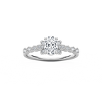 Leonie 3/4 ctw Oval LGD Petite Bezel Set Side Stone Promise Ring - 14K White Gold