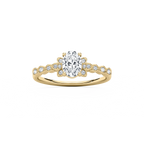 Leonie 3/4 ctw Oval LGD Petite Bezel Set Side Stone Promise Ring - 14K Yellow Gold